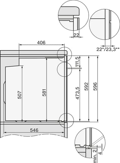 Miele Inbyggnadsugn H2467BOBSW (svart)