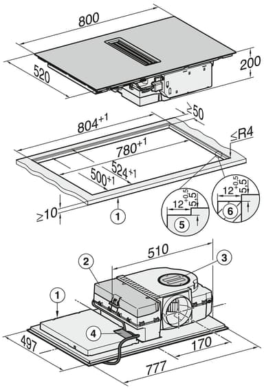 Miele Induktionshäll med fläkt KMDA 7272 FL-U (80cm)