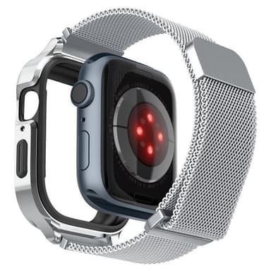 Spigen Apple Watch 45mm Skal med Armband Metal Fit Pro Silver