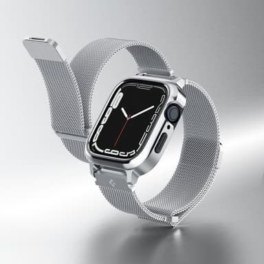 Spigen Apple Watch 45mm Skal med Armband Metal Fit Pro Silver
