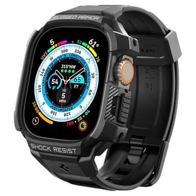 Spigen Apple Watch Ultra Skal och Armband Rugged Armor Pro Svart