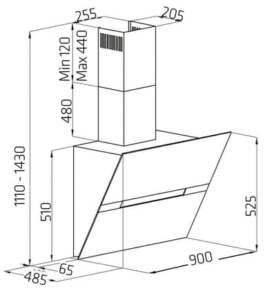 Thermex Vägghängd Köksfläkt 540.23.2098.2 (svart 90cm)
