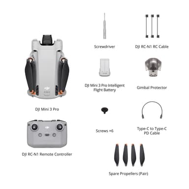 DJI Mini 3 Pro drönare med RC-N1 fjärrkontroll