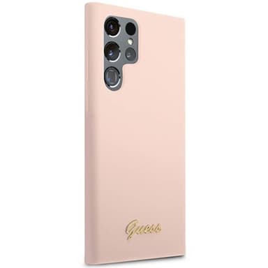 Guess silicone script metal logo Samsung Galaxy S23 Ultra - Rosa
