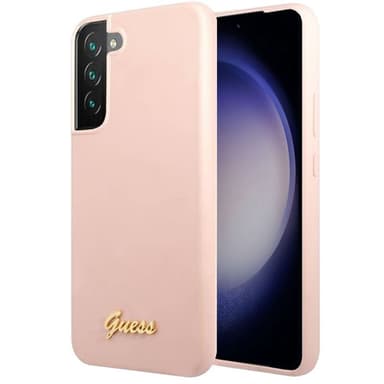 Guess silicone script metal logo Samsung Galaxy S23 - Rosa
