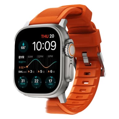 NOMAD Apple Watch 42/44/45mm/Apple Watch Ultra Armband Rugged Band Ultra Orange Silver