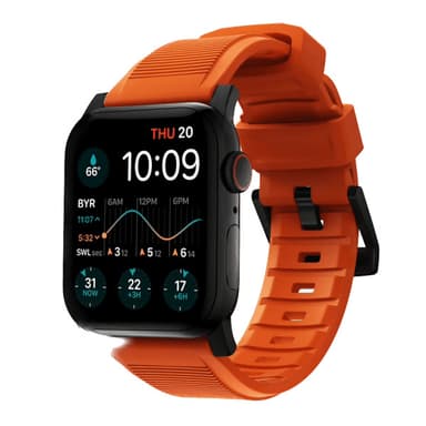 NOMAD Apple Watch 42/44/45mm/Apple Watch Ultra Armband Rugged Band Ultra Orange Svart