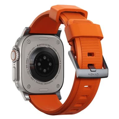 NOMAD Apple Watch 42/44/45mm/Apple Watch Ultra Armband Rugged Band Ultra Orange Silver
