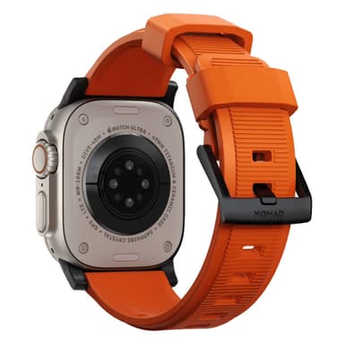 NOMAD Apple Watch 42/44/45mm/Apple Watch Ultra Armband Rugged Band Ultra Orange Svart