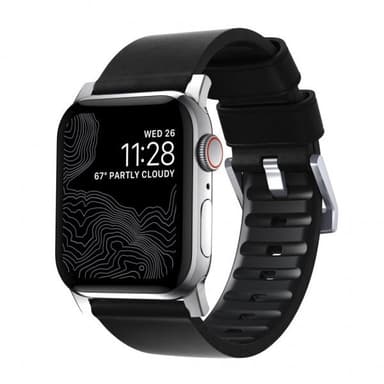 NOMAD Apple Watch 42/44/45mm/Apple Watch Ultra Armband Active Band Pro Svart Silver
