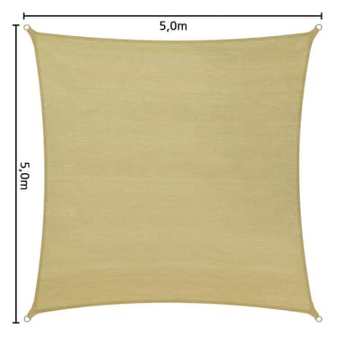 tectake Solsegel i polyeten kvadratiskt, beige - 500 x 500 cm