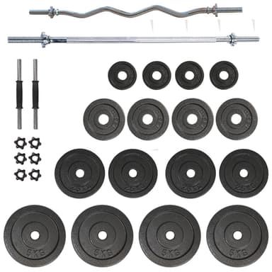 Slazenger Skivstångsset med Curlbar - 55 kg