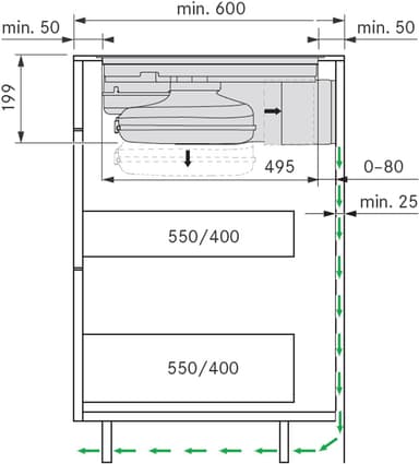 Bora induktionshäll med inbyggd köksfläkt 86473