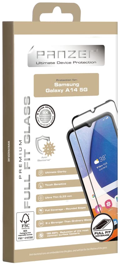 Panzer Full-Fit skärmskydd Samsung Galaxy A14 (svart)
