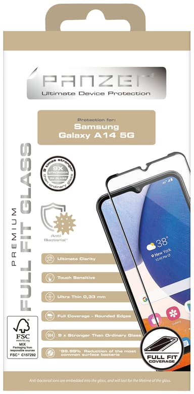 Panzer Full-Fit skärmskydd Samsung Galaxy A14 (svart)
