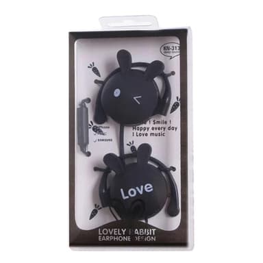 Rabbit Earbuds 3.5mm Over Ear hörlurar - Svart