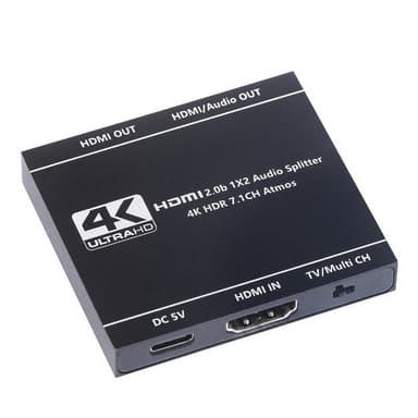HDMI Splitter 1 Port in 2 out 4K60HZ Svart