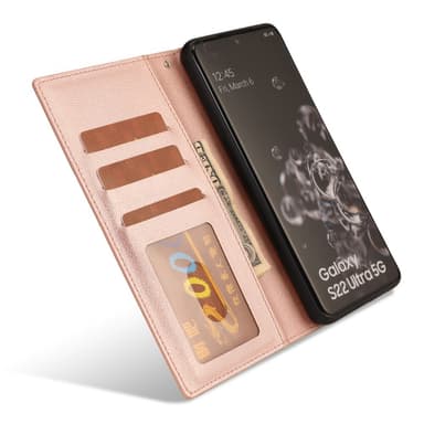 SKALO Samsung S23 Ultra DOLIZMA 2 i 1 Magnet Plånboksfodral - Roséguld