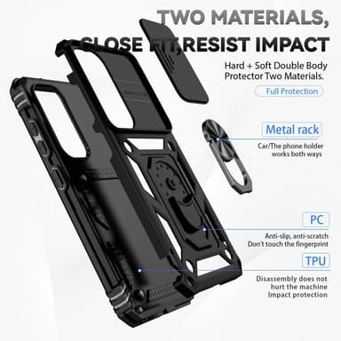 SKALO Samsung S23 Plus Armor Hybrid Metallring Kameraslider - Svart