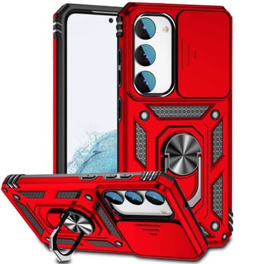 SKALO Samsung S23 Armor Hybrid Metallring Kameraslider - Röd