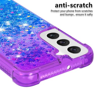 SKALO Samsung S23 Plus Kvicksand Glitter Hjärtan TPU-skal - Lila-Blå