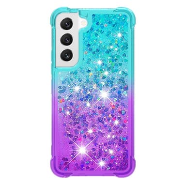 SKALO Samsung S23 Kvicksand Glitter Hjärtan TPU-skal - Turkos-Lila