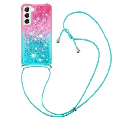 SKALO Samsung S23 Kvicksand Glitter Mobilhalsband - Rosa-Turkos