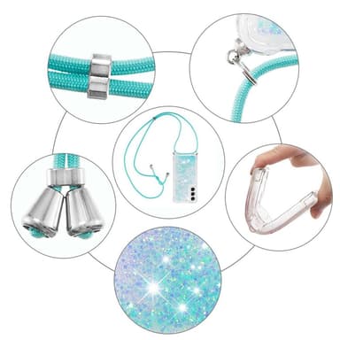 SKALO Samsung S23 Kvicksand Glitter Mobilhalsband - Turkos