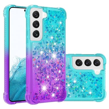 SKALO Samsung S23 Kvicksand Glitter Hjärtan TPU-skal - Turkos-Lila
