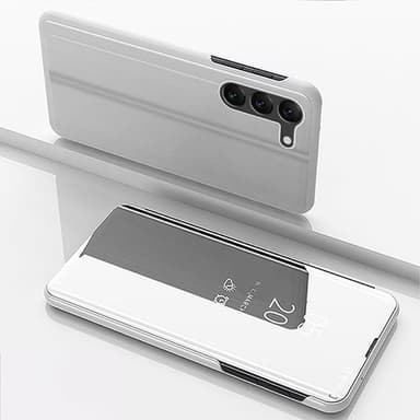 SKALO Samsung S23 Clear View Spegel fodral - Silver