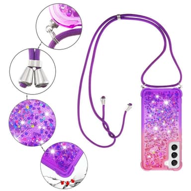 SKALO Samsung S23 Kvicksand Glitter Mobilhalsband - Rosa-Lila