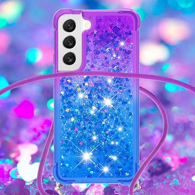 SKALO Samsung S23 Kvicksand Glitter Mobilhalsband - Lila-Blå