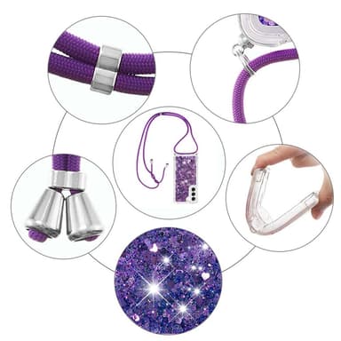 SKALO Samsung S23 Kvicksand Glitter Mobilhalsband - Lila