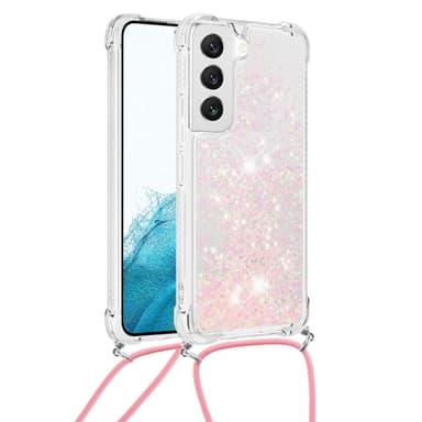 SKALO Samsung S23 Kvicksand Glitter Mobilhalsband - Rosa