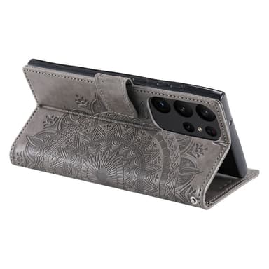 SKALO Samsung S23 Ultra Mandala Plånboksfodral - Grå