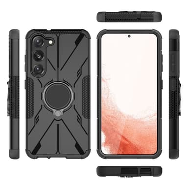 SKALO Samsung S23 Armor Hybrid Metallring skal - Svart