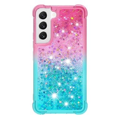 SKALO Samsung S23 Kvicksand Glitter Hjärtan TPU-skal - Rosa-Turkos