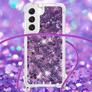 SKALO Samsung S23 Kvicksand Glitter Mobilhalsband - Lila