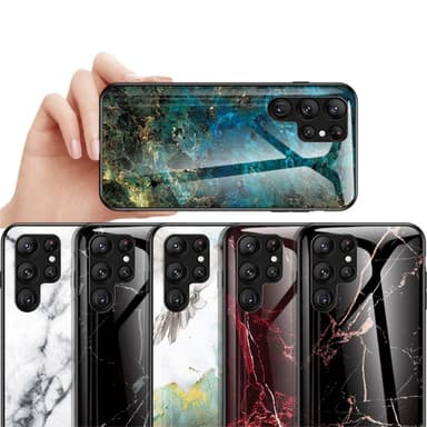 SKALO Samsung S23 Ultra Marmor Härdat Glas TPU-skal - Motiv 3