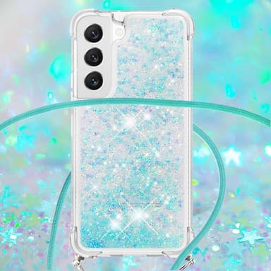 SKALO Samsung S23 Kvicksand Glitter Mobilhalsband - Turkos