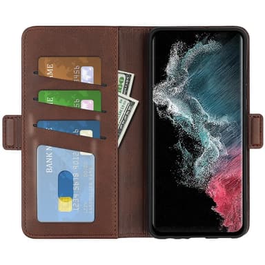 SKALO Samsung S23 Ultra Premium Plånboksfodral - Brun