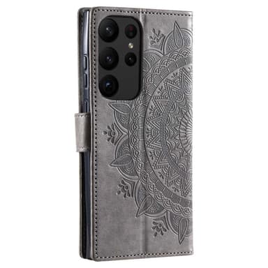 SKALO Samsung S23 Ultra Mandala Plånboksfodral - Grå