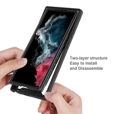 SKALO Samsung S23 Ultra Shockproof Clear Hybrid Skal - Svart