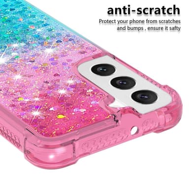 SKALO Samsung S23 Kvicksand Glitter Hjärtan TPU-skal - Rosa-Turkos