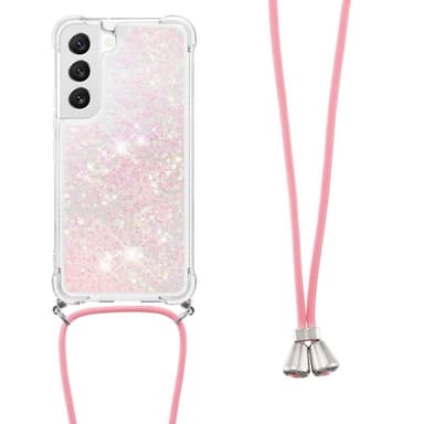 SKALO Samsung S23 Kvicksand Glitter Mobilhalsband - Rosa