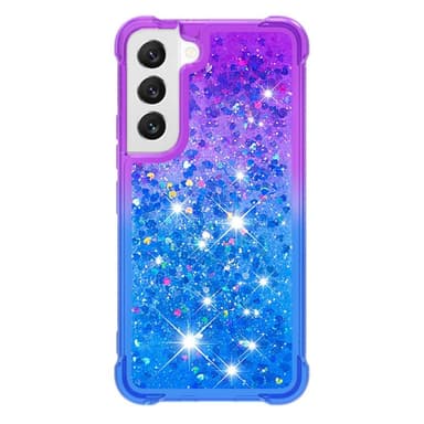 SKALO Samsung S23 Plus Kvicksand Glitter Hjärtan TPU-skal - Lila-Blå
