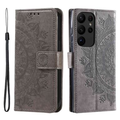 SKALO Samsung S23 Ultra Mandala Plånboksfodral - Grå