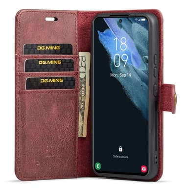 DG MING Samsung S23 2-i-1 Magnet Plånboksfodral - Röd