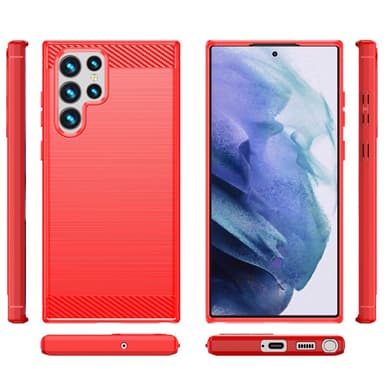SKALO Samsung S23 Ultra Armor Carbon Stöttåligt TPU-skal - Röd
