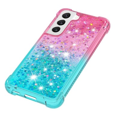 SKALO Samsung S23 Kvicksand Glitter Hjärtan TPU-skal - Rosa-Turkos